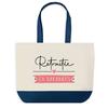 Sac cabas - PLANETEE - Sac shopping fond bleu Retraitée en Vacances - Coton - 40 x 45 cm - Grand format