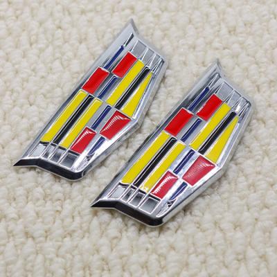 2x For Escalade CTS STS DTS SRX Emblem Badges 3.45''Fender Stickers Chrome Color