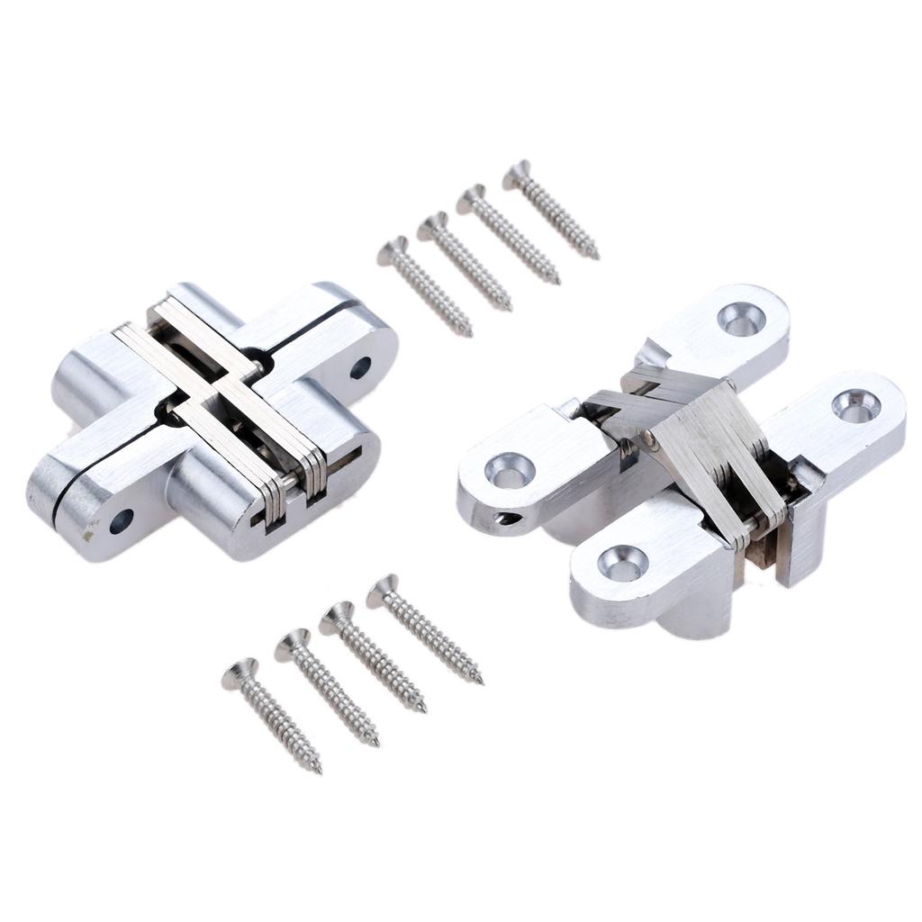 2pcs Door Hinges 304 Stainless Steel Hidden Invisible Concealed Folding Heavy Duty Kitchen/Garage Gate Hardware W/screw Fitting
