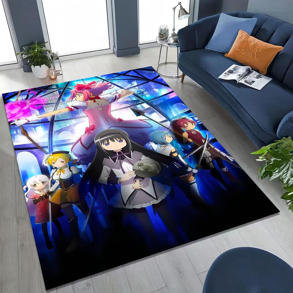 Cartoon Puella Magi Madoka Magica Girl Anime Rug for Bedroom Living Room Sofa Home Doormat Decor,Large Kids Non-slip Floor Mat