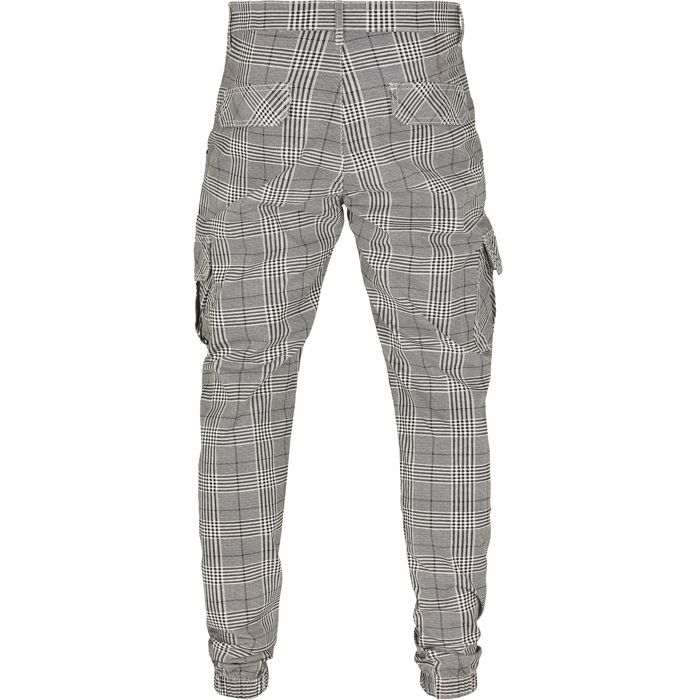 Pantalon Cargo - Urban Classic - Glencheck - Blanc/Noir - Homme - Confort Et Élégance