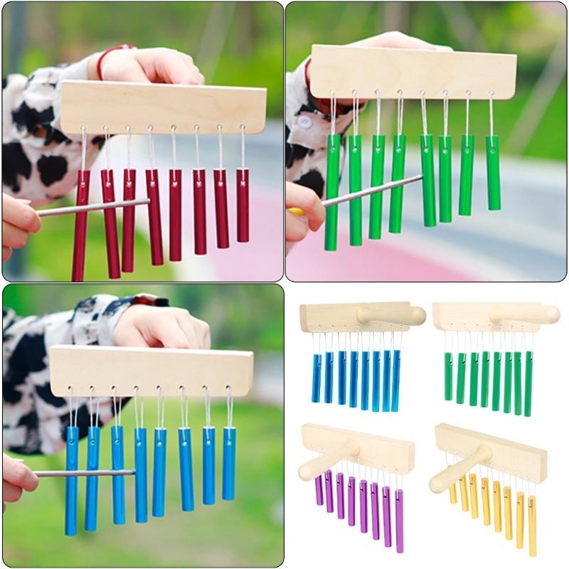 Musical Learning Percussion Chimes Instrument Toy Children 8 Tone Handheld Chimes with Mallet Hammer Winds Chimes Toy