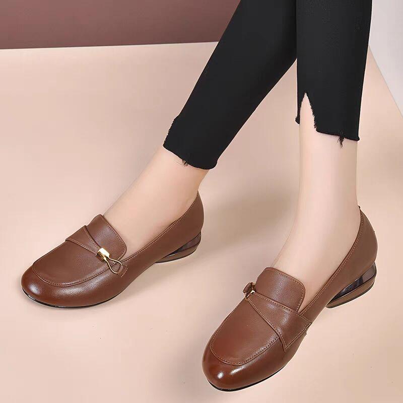 

Flat single shoes women s 2025 new spring soft leather loafers British style small leather shoes spring and autumn soft leather deep mouth women s sho 34 хаки