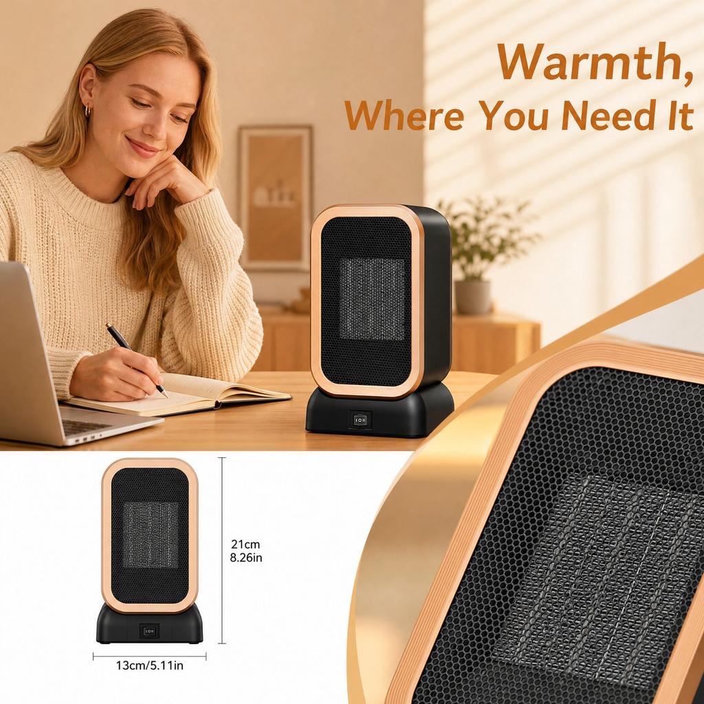 Desktop Heater with Fan, Portable Warmer for Home Desk Use, US Plug