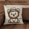 2D Cute Bear-Patterned Throw Pillow Covers Pattern Cushion Cover Suitable For Sofa Bedroom Car Pillow Cover