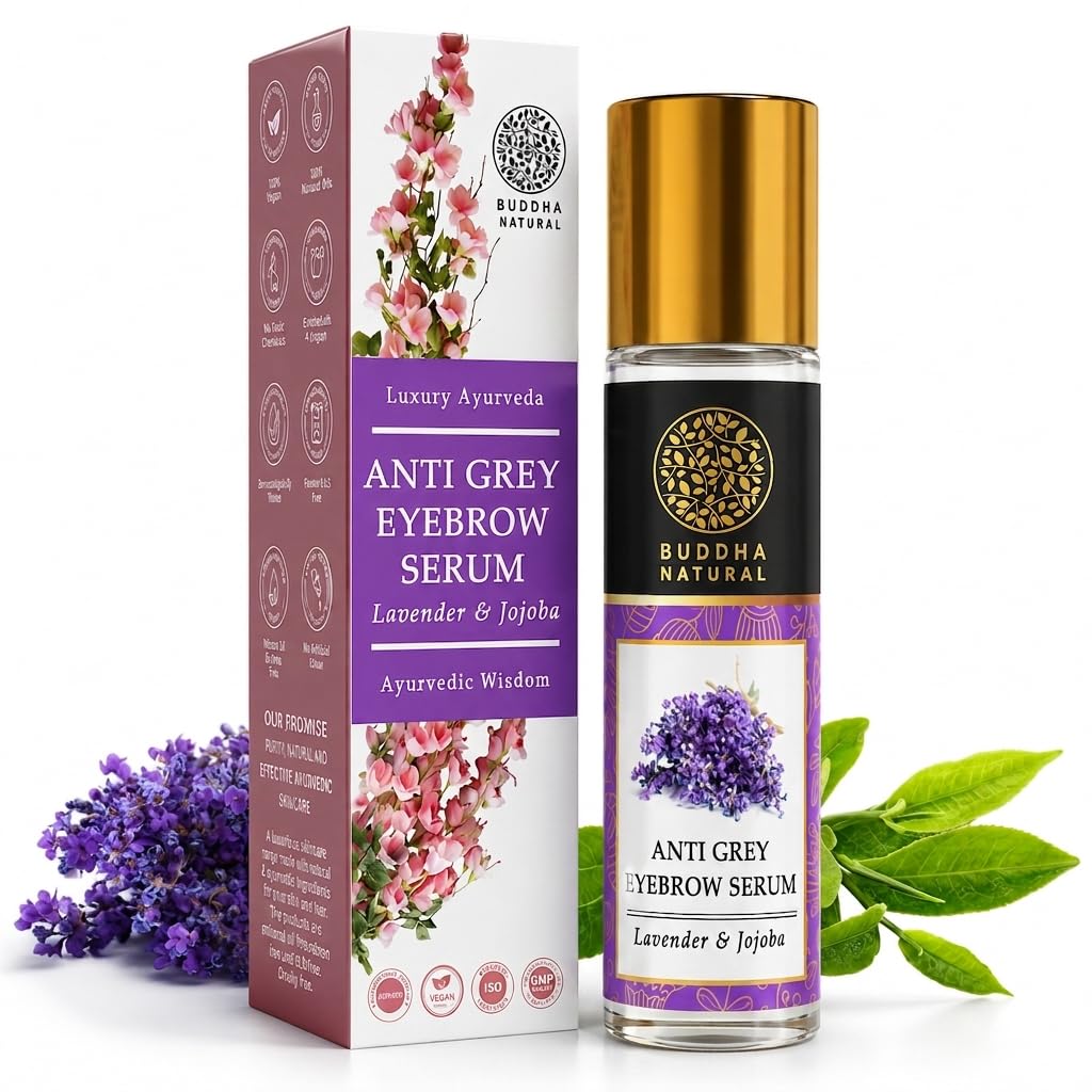 Buddha Natural Grey Eyebrow Serum (10 ml) - Restore Natural Black Brow Color | Eyebrow Enhancer for Natural Black Brows | Eyebrow Care Solution