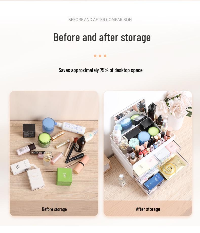 Transparent Multi-Grid Desk Organizer & Cosmetic Storage Drawer