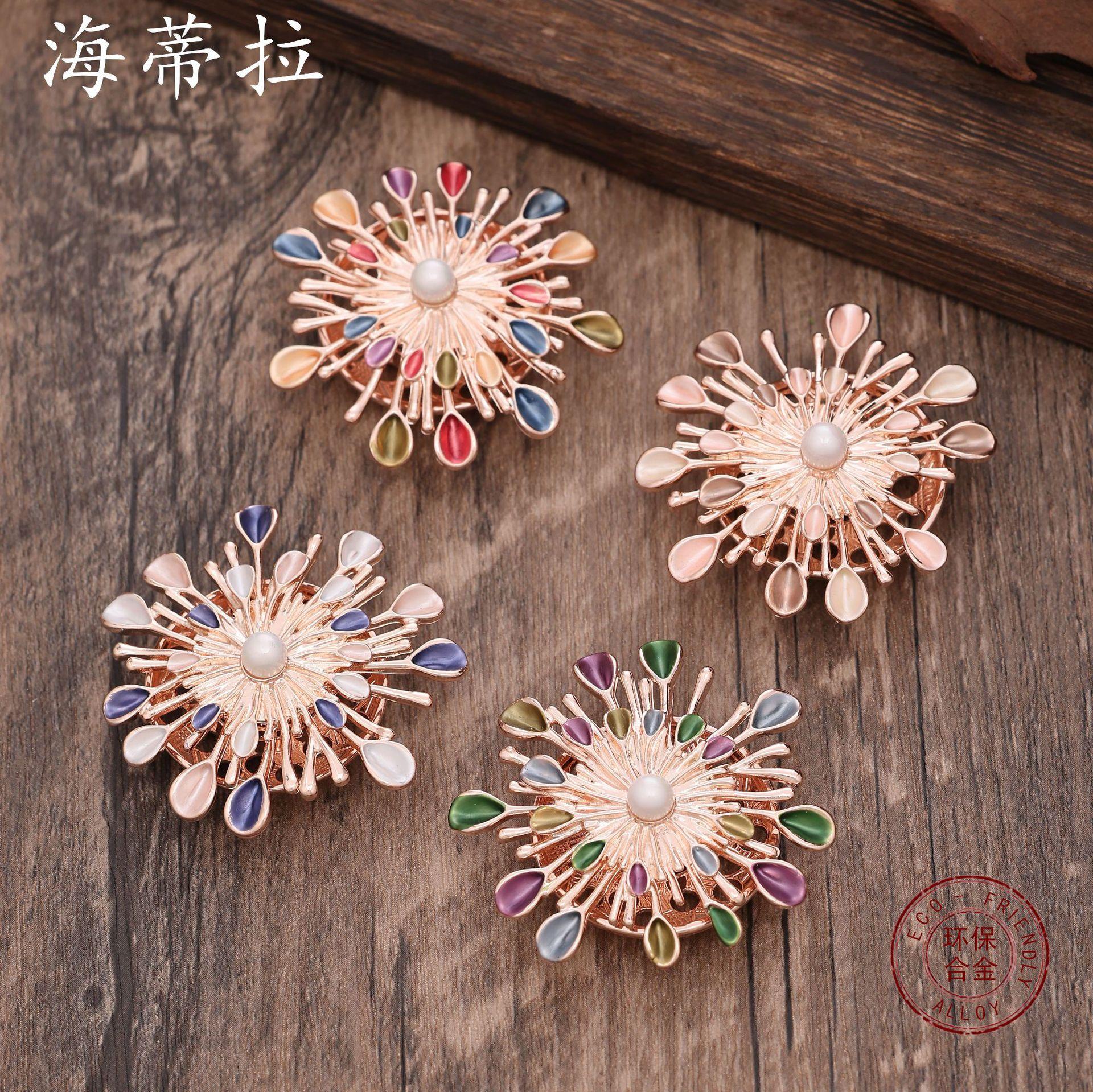 

New Irregular Enamel Sunflower Magnetic Buckle Brooch, Ladies Multifunctional Thorn Flower Brooch Magnetic