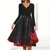 Women's Casual Fashion Halloween Printed V-Neck Vintage Dress
