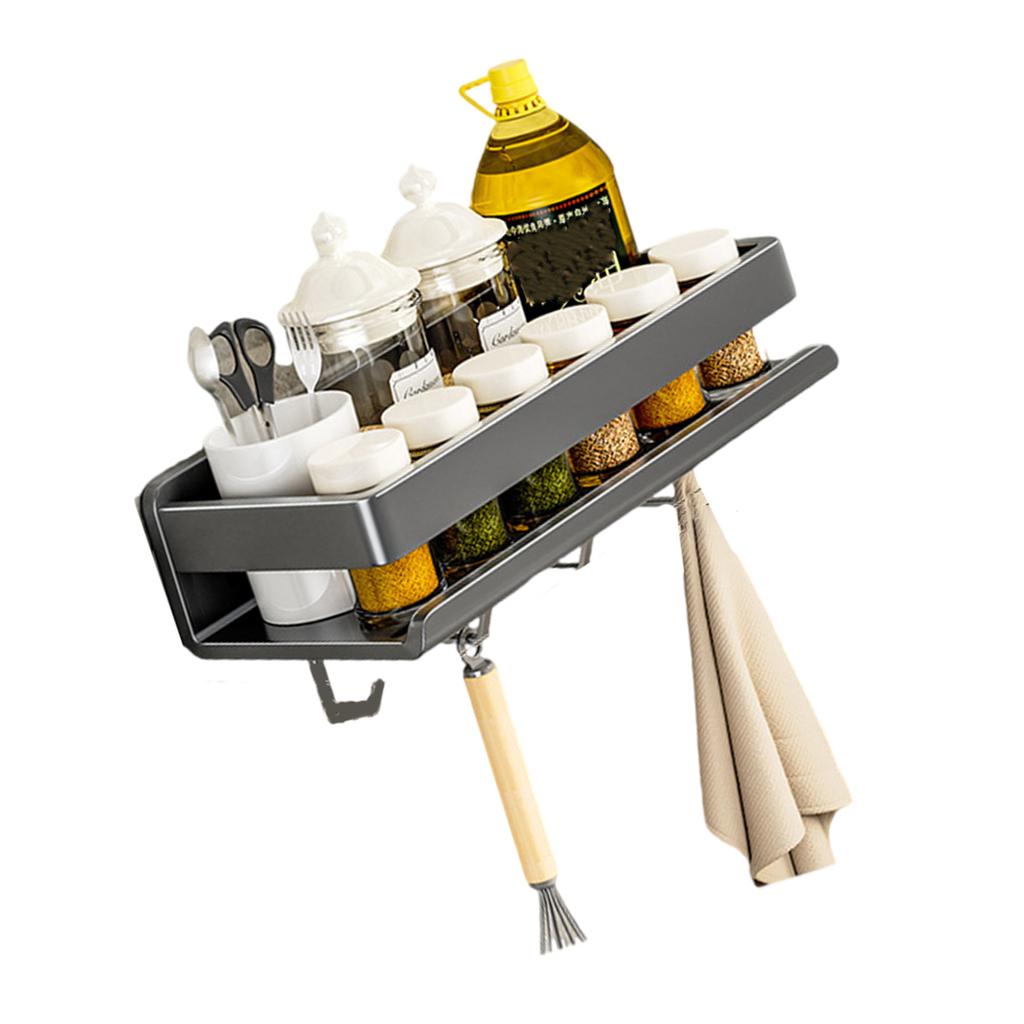 Space Saving Designs Vertical Mount Kitchen Rack Sturdy Carbon Steel Construction Holds Utensils Spices Towels