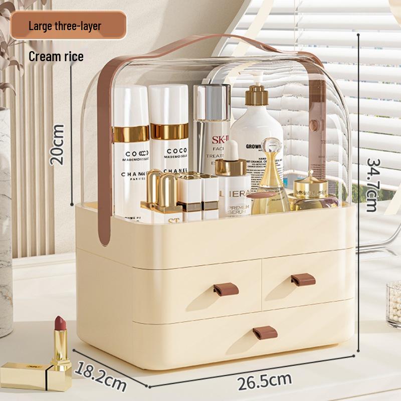 Compact Skincare Cosmetics Organizer: Handheld, Dustproof Drawer Rack for Desktop Storage