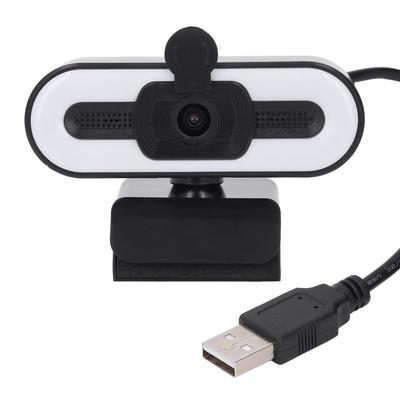 1080P HD Webcam with Adjustable Ring Light and Microphone Wide Angle Camera USB 2.0 Plug and Play