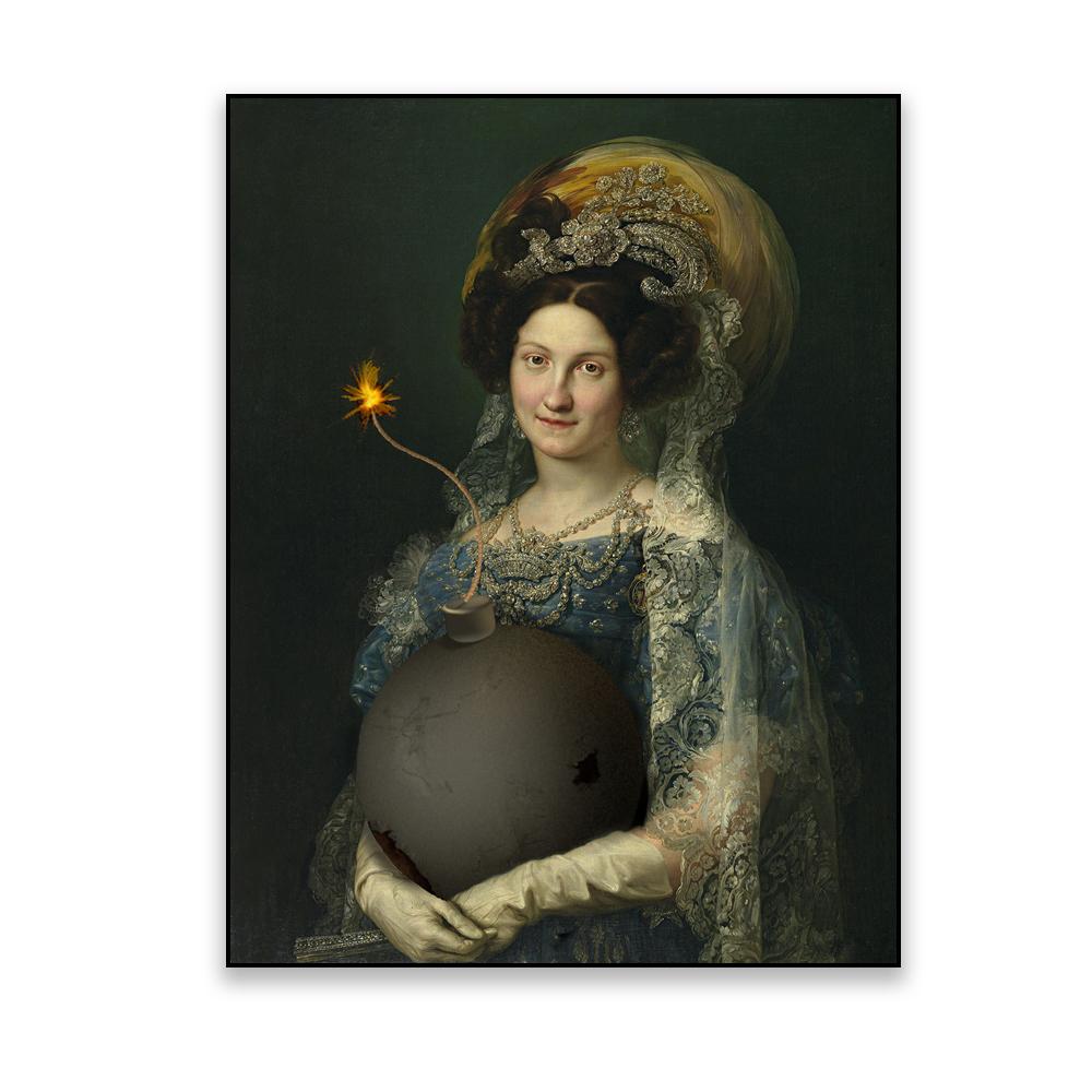 Vintage Funny Altered Art Poster Famous Portrait Prints Medieval Ltalian Oil Painting Canvas Painting Wall Art Living Room Decor