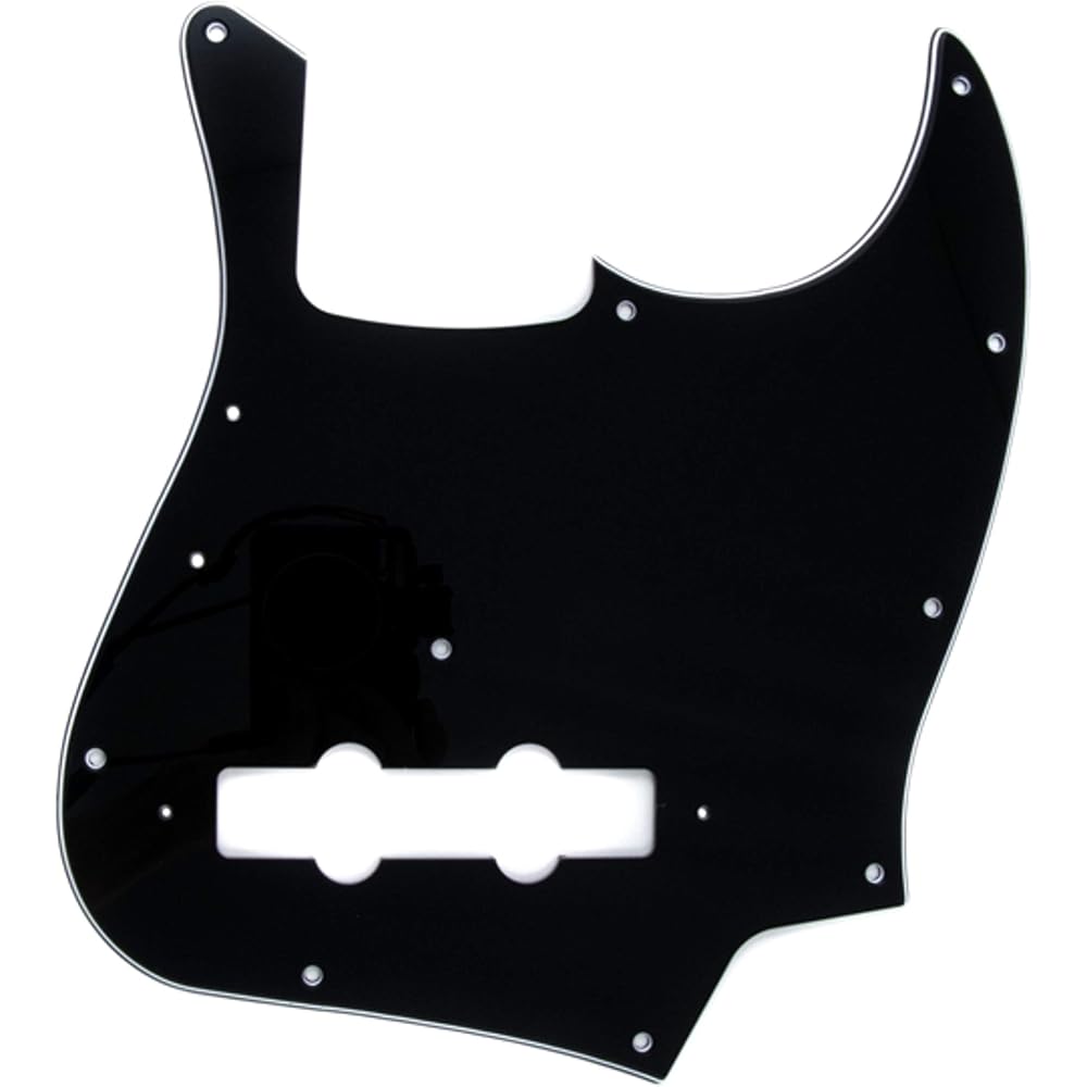 Fender Pickguard: Pure Vintage Pickguard, Jazz Bass®  70s, 10-Hole Mount, Black, 3-Ply