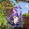 Acrylic Lavender Gnome Suncatcher, Stained Glass Effect Window Hanging Ornament for Whimsical & Floral Lover Gifts
