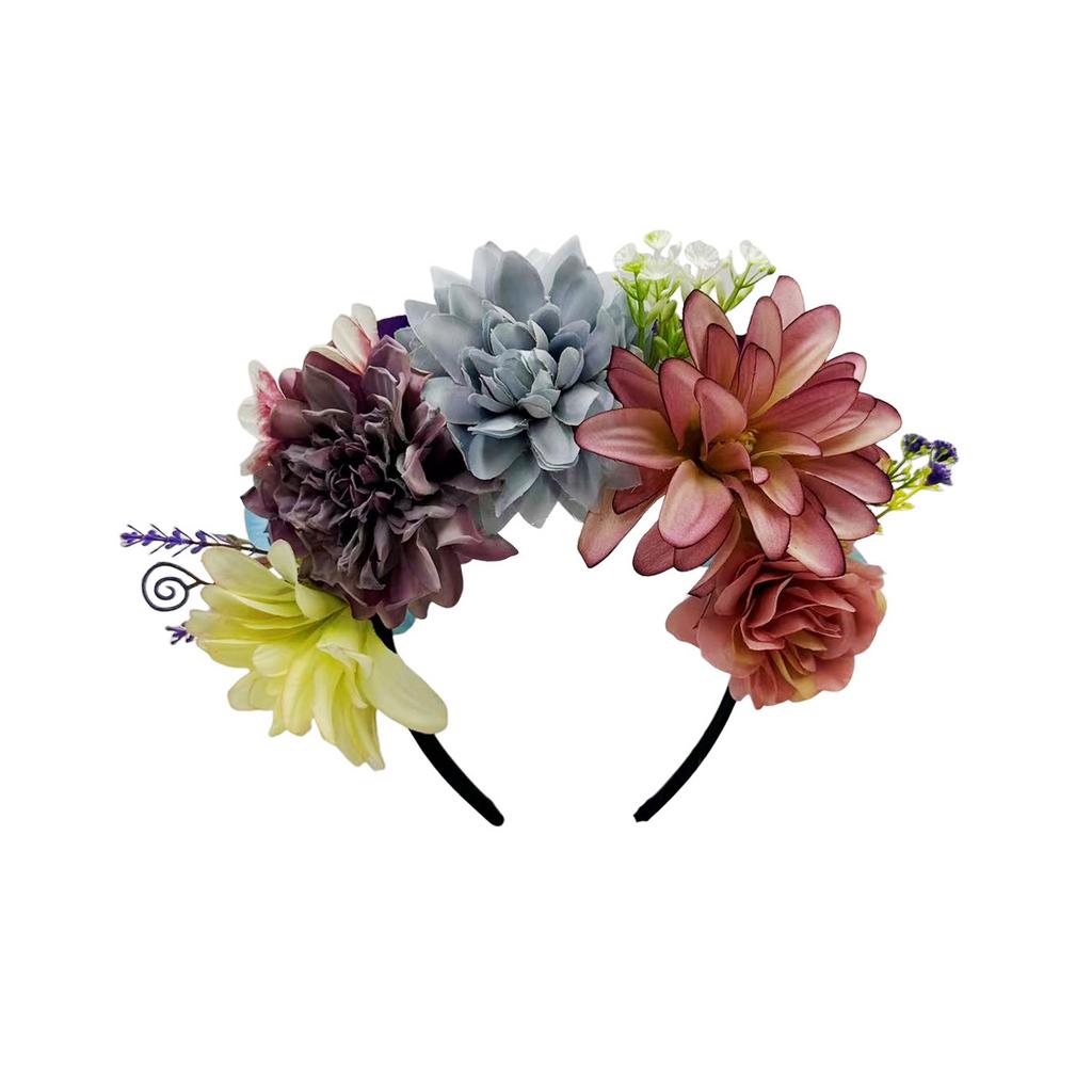 New simulated flower headdress fabric chrysanthemum accessories wreath vacation photo headband women