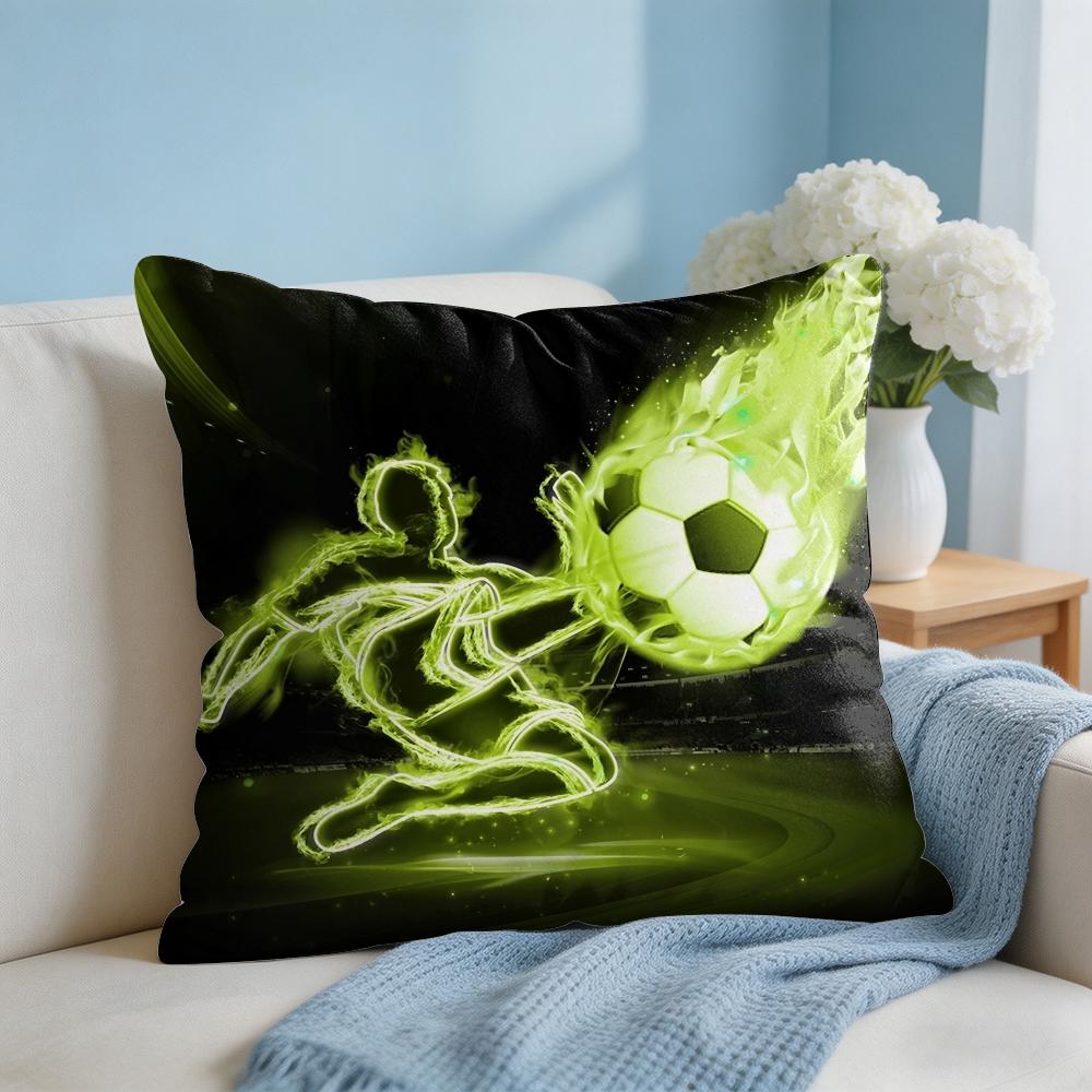 Cartoon Football Print Cushion Cover Square Pillow Bedroom Sofa Leisure Comfort Living Room Home Decoration X