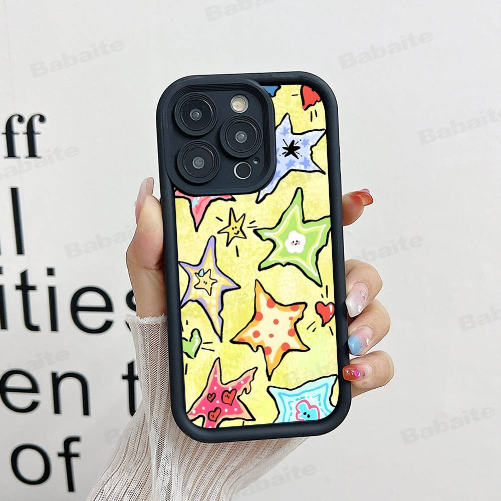 Cartoon Star Phone Case For IPhone 17 16 15 14 13 12 11 Pro Max Plus Silicone Shockproof Case