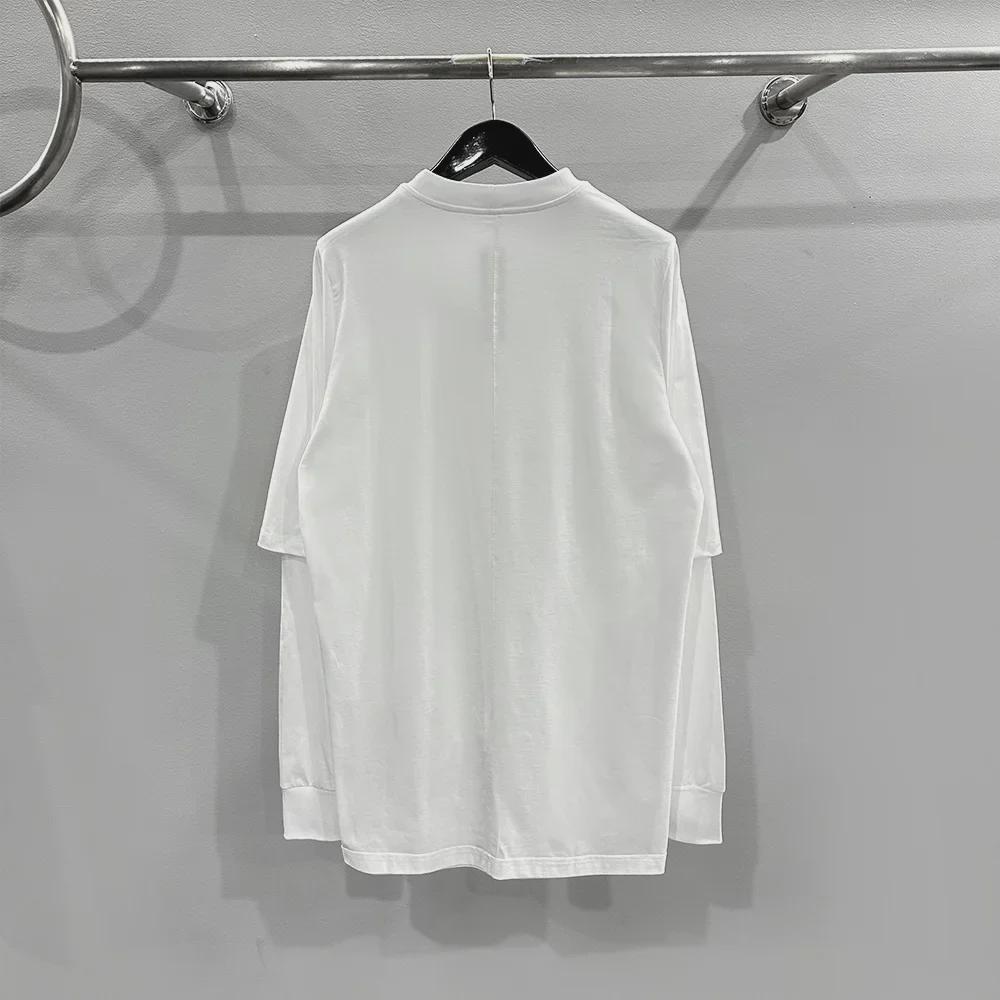 SUBHUMAN Men's 2024 Spring/Summer Two-Piece Knitted Double-Layer Solid Loose Long Sleeve T-Shirt