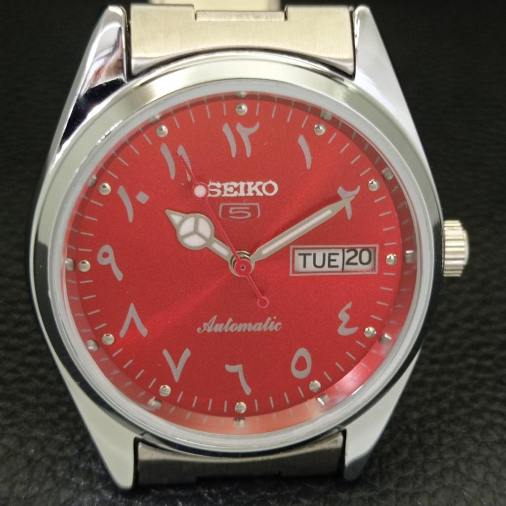 VINTAGE REFURBISHED SEIKO 5 AUTOMATIC 6309A JAPAN MENS RED DIAL WATCH A441234-4
