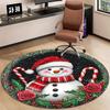 1pc Cute Snowman Christmas Round Rug - Non-slip, Fade-resistant Polyester Floor Mat for Living Room, Bedroom