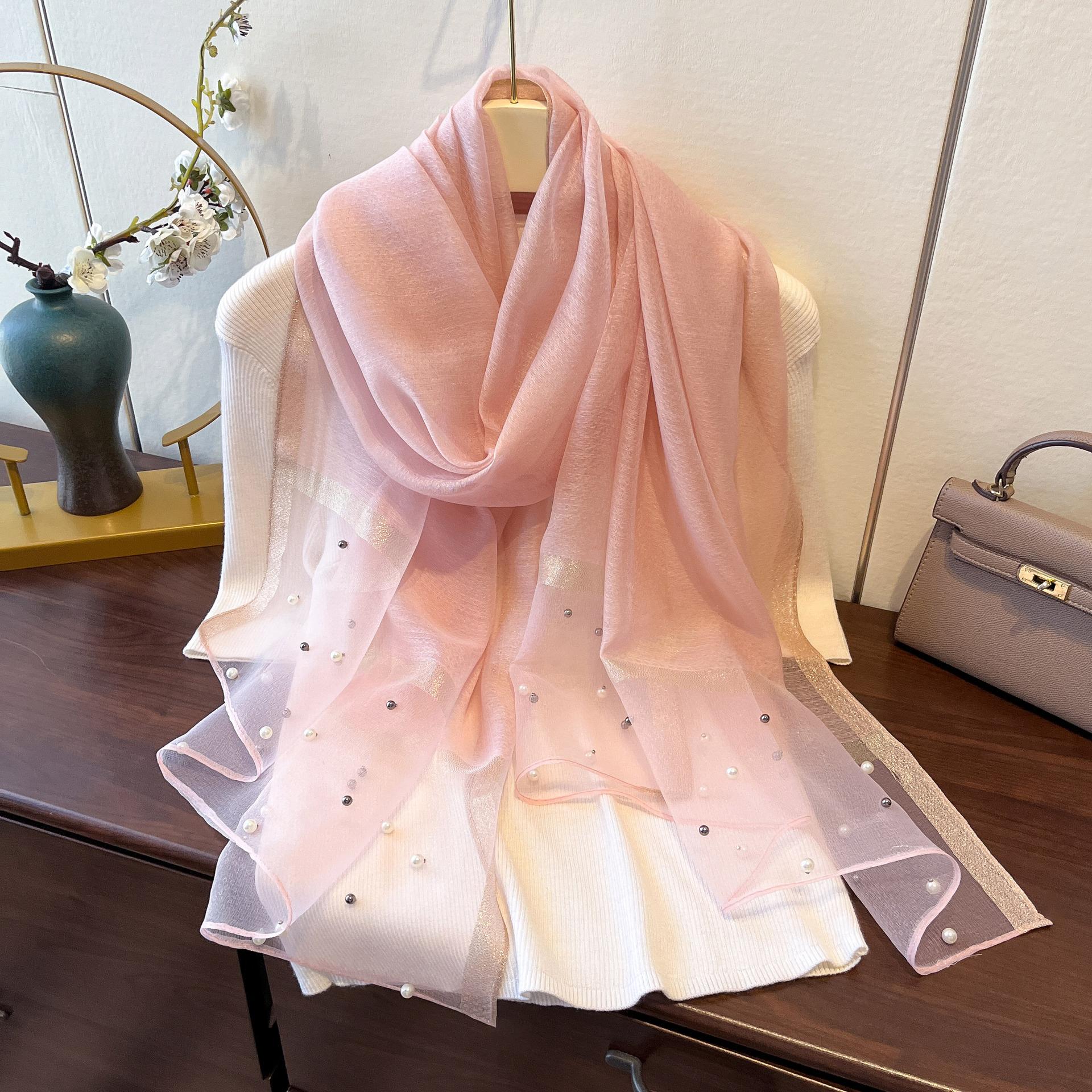 

Жіночий модний шарф Однотонний однотонний шовковий лляний шарф Шарфи Four Seasons Жіночий шовковий шарф рожевий