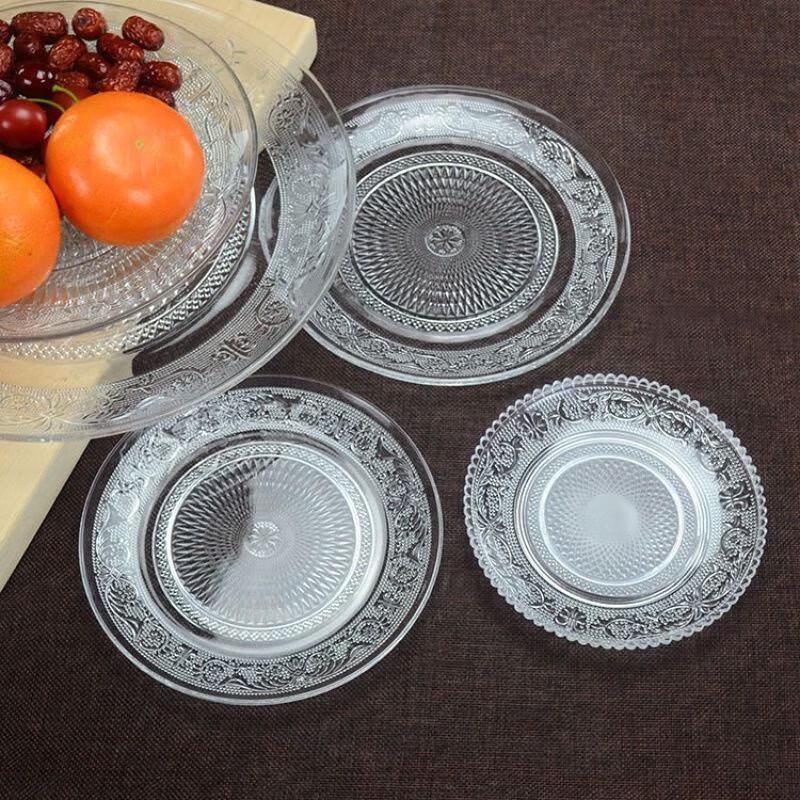 NHZHIW Nordic 12-inch Round Glass Serving Plate