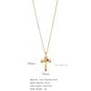Micro-inlaid Zircon Pendant Copper Electroplated Cross Necklace Women's Titanium Steel Collarbone Chain Jewelry