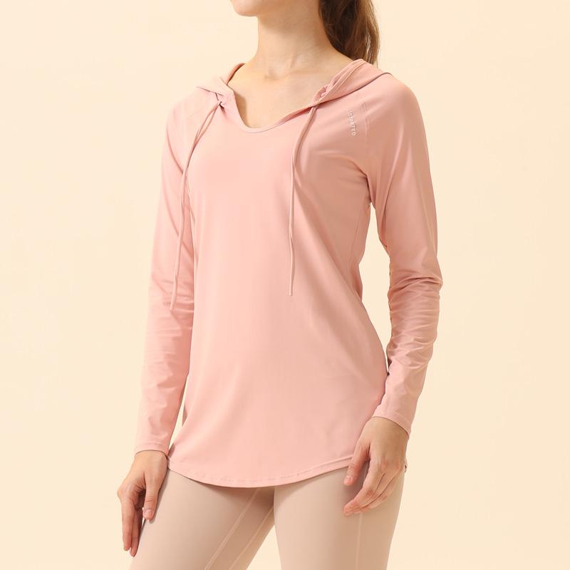 Women's Quick-Dry Yoga Hooded Sweatshirt: Loose, Mid-Length, Hip-Covering, Long Sleeve Fitness Top