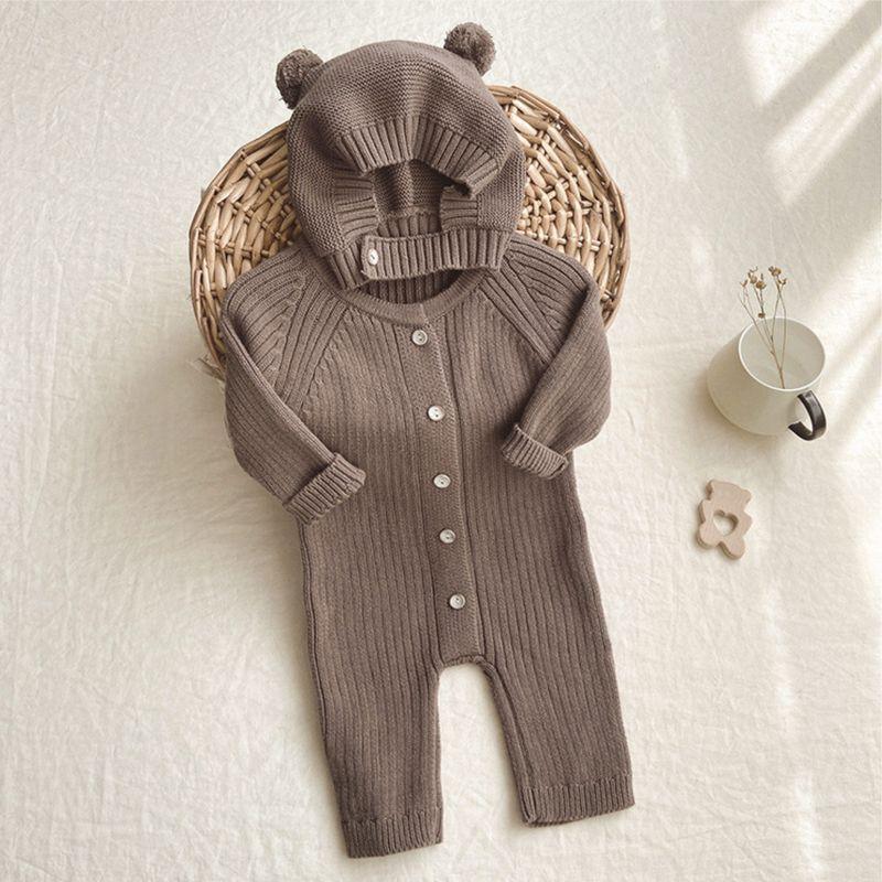 Trendy Baby Romper Sweater for Autumn and Winter, Stylish Korean-Style Knit Jacket for Full Month and 100-Day Photoshoots