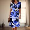 Women's Fashion Graceful Leaf Print Summer Spring Short Sleeve O-Neck Casual Dresses