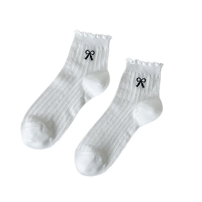 Summer Thin Mid-calf Socks for Women, Mesh Perforated Breathable Short Socks, Ballet-style Cream Color Socks
