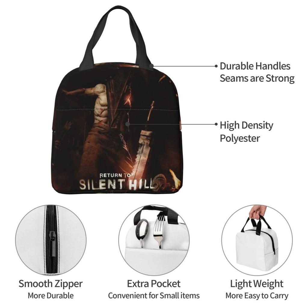Return To Silent Hill Movie 2026 Insulated Lunch Bags Food Container Bags Portable Thermal Cooler Lunch Box For Picnic