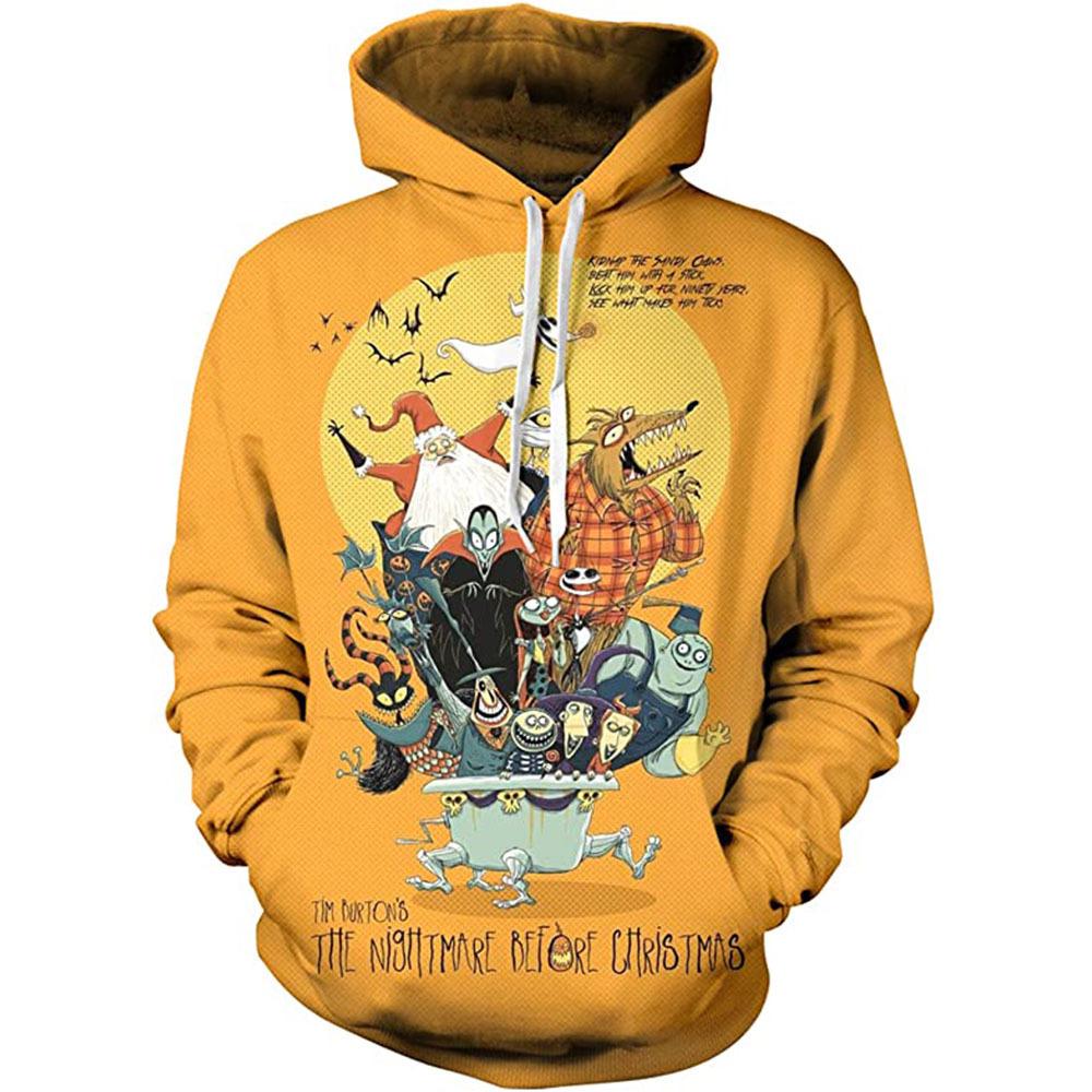 3D Digital Print Skull Hoodie with Long Sleeves, European & American Style, Pumpkin Halloween Design for Men