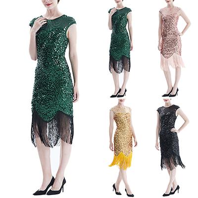 Women's Party Sexy Dress Fashion Solid Color Sequin Fringe Dress