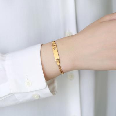 Bracelet d'identification personnalisé gratuit avec gravure, Bracelet à chaîne cubaine avec breloque en acier inoxydable pour filles et garçons
