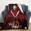 1pc V for Vendetta Flannel Throw Blanket - HD Printed Lightweight Soft Warm All-Season Blanket for Sofa, Bed, Travel, Camping 092
