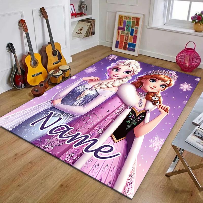 Custom Frozen Mat Personalized Name, Polyester Washable Indoor Entryway Rug, Gift for Christmas, Easter, Thanksgiving Day