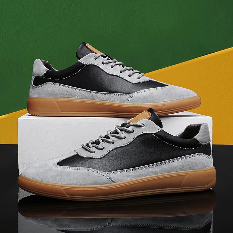 

New Men s Classic Vulcanize Shoes Genuine Leather Men Casual Shoes High Quality Lace-Up Skate Shoes Men All-match Male Flats 47 чёрный