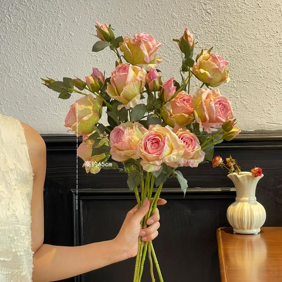 Liu Yifei Inspired Dried Flower Oil Painting - Artificial Rose Bouquet for Living Room or Dining Table Decor