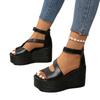 Large size platform sandals women's summer new rubber open-toed muffin bottom platform casual sandals