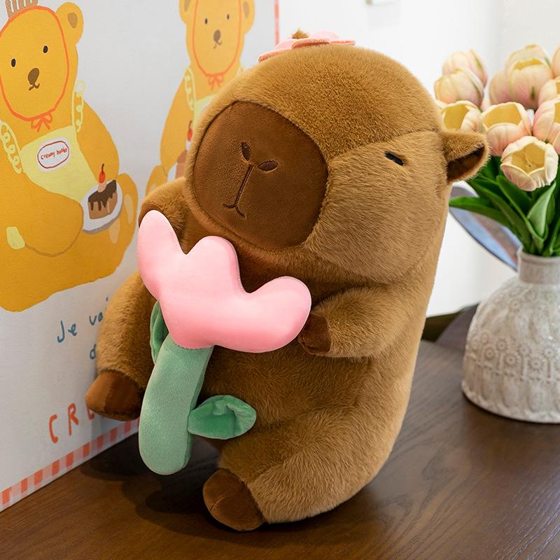 Boutique 8-inch Hat Kapibara Plush Toy Backpack Toast Milk Tea Capybara Doll Grab Machine Doll