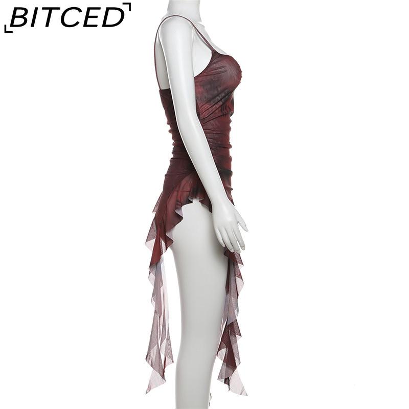 BITCED Spring Women's Solid-Colour Slim-Fit Streetwear Halter-Neck Backless Printed Top