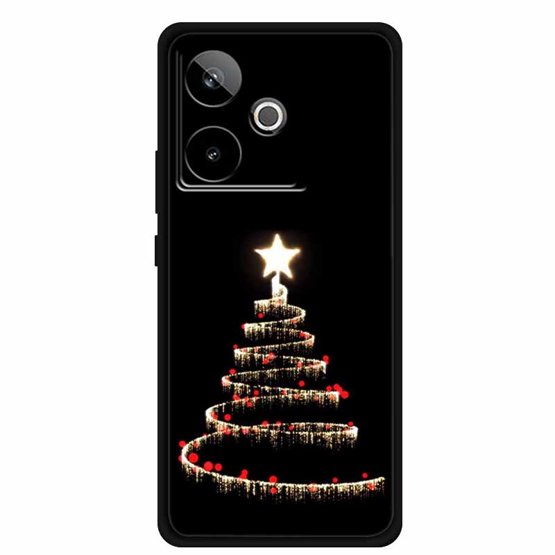 Christmas Cover For Realme GT7 GT 7 7T Case Black Silicone Cases for Realme GT 7T Cartoon Santa Claus Christmas Tree Back Cover
