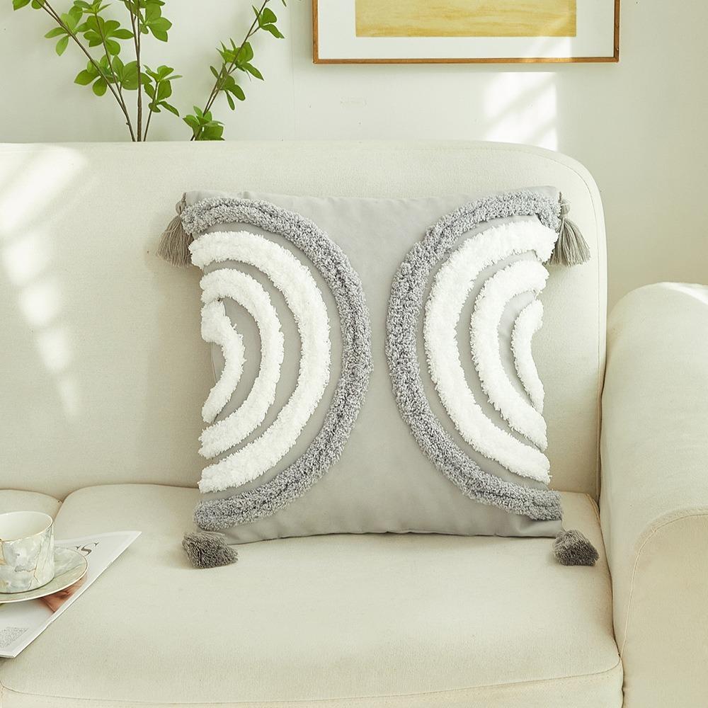 New 45X45cm Tassel Pillow Case Plucked Flower Detachable Cushions Cover Washable Sofa Pillow Cover Sofa серый