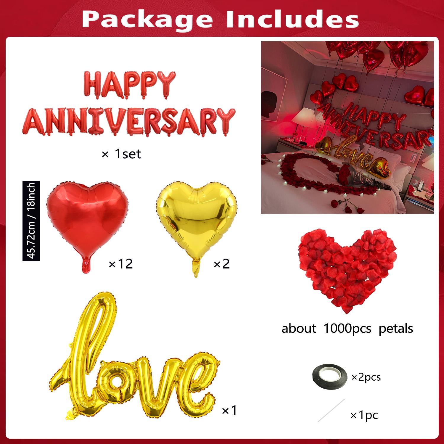 Red Anniversary Letter Balloon Set Heart shaped Aluminum Foil Balloon Simulation Petals Valentine s Day Party Decoration Other