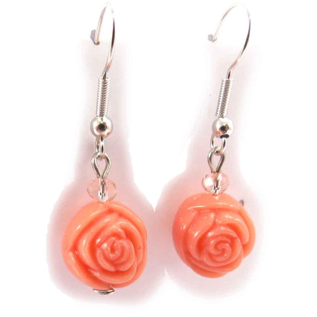 Les Trésors De Lily [J8260] - Orangefarbene Designer-Ohrringe „Rosa Romantica“