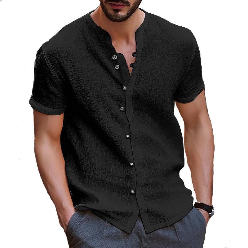 Men's Short-sleeved Shirt Casual Cotton Linen Shirt Breathable Fashion New Summer Men's Top T-shirt for Men