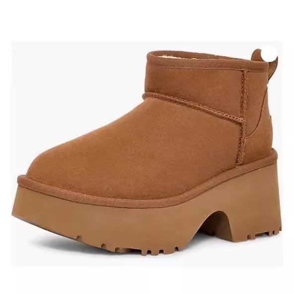 Thick-soled heightening women's boots with integrated fur, Northeast snow boots women's 2025 winter new warm piled thickened short boots