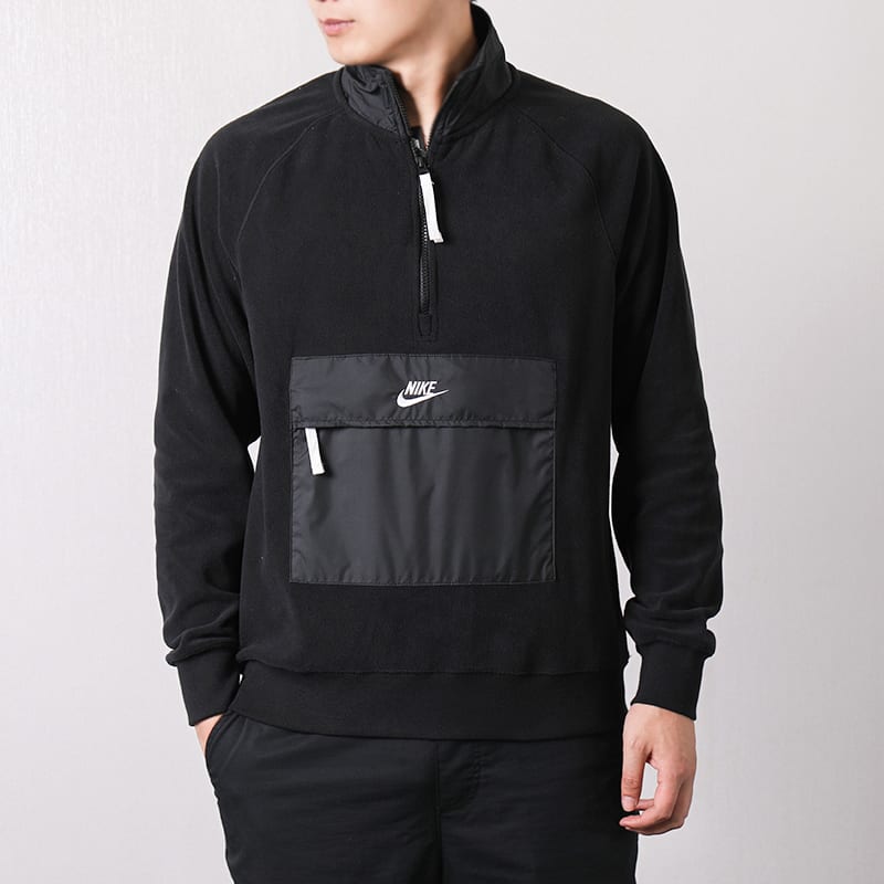 Nike Sweatshirts Men's Black Stand Collar Moderate Regular 929098-010